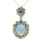 18k White Gold 0.05ctw Round Diamond, Blue Topaz and Peridot Pendant w\chain