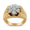 0.33ctw Diamond 14K Yellow Gold Over Sterling Silver Floral Cluster Ring