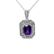 .925 Sterling Silver 8x6mm Gemstone and Diamond Accent Art Deco Style
18" Pendant Necklace