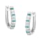 10k White Gold Round and Blue Baguette Diamond Hoop Earrings 0.50ctw