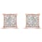 10K Rose Gold Over Sterling Silver Princess Diamond Quad Stud Earrings 0.5ctw