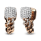 18K Rose Gold Pave Round Diamonds Chain Huggie Earrings