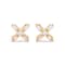 10K Yellow Gold 1/10 Cttw Round and Baguette Diamond Criss Cross X Stud Earring