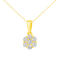 0.50ctw Round Diamond Cluster 14K Yellow Gold Flower Pendant with Chain