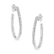 Sterling Silver 1/2ctw Round and Baguette-Cut Diamond Inside-Outside
Hoop Earrings