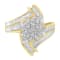 1.00ctw Round And Baguette Diamond 10K Yellow Gold Cluster Ring