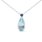 18K White Gold Pear Blue Topaz and Blue Sapphire and Diamond Drop
Pendant with Flower Design