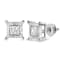 Sterling Silver 1.0ctw Miracle Set Princess-cut Diamond Solitaire Stud Earrings