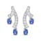 14K White Gold 4x3MM Oval Shaped Natural Blue Tanzanite Gemstone and
1/5ctw Diamond Stud Earrings