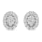 Sterling Silver 1 1/2ctw Round-Cut Diamond Oval Shaped Stud Earrings