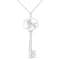 .925 Sterling Silver Diamond Accent Zodiac Key Pendant Necklace