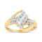 10K Yellow and White Gold 1/15ctw Round Diamond Bypass Ring (I2 Color,
I-J Clarity) - Size 7