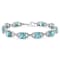 .925 Sterling Silver 7x7 mm Cushion Cut Blue Topaz and 1/20ctw Round Cut
Diamond Tennis Bracelet