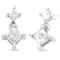 14K White Gold 1.0ctw Princess-Cut Double Diamond Drop Stud Earrings