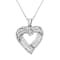 Sterling Silver 7/8ctw Baguette Diamond Heart Pendant Necklace (I-J, I2-I3)