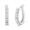 10K White Gold 1.0ctw Round and Baguette-Cut Diamond Hoop Earrings