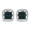 Sterling Silver Rose Cut Treated Blue Diamond Square Stud Earring .25ctw