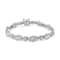 Sterling Silver 1.0ctw Diamond Double Leaf and Bezel Link Bracelet