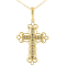 10K Yellow Over Sterling Silver 1/4ctw Champagne Diamond Filigree Cross
Pendant w\chain 18"