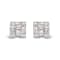 10K White Gold 1/7 Cttw Round and Baguette Diamond Mosaic Square Stud Earrings