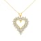 4.00ctw Diamond Cluster 14K Yellow Gold Over Sterling Silver Heart Necklace