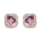 18K Rose Gold Clover Cut Amethyst Gemstone with Round Diamonds Halo Stud Earrings