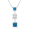 14K White Gold 7/8ctw Treated Blue and White Princess Cut Diamond
Pendant w\chain(H-I, SI2-I1)