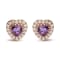 18K Rose Gold Heart Cut Purple Amethyst Gemstone with Round Diamonds
Halo Stud Earrings
