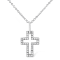 .925 Sterling Silver 1/10 cttw Pave-Set Round-Cut Diamond Open Cross
18" Pendant Necklace