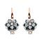 18K Two-tone Gold Round Blue Topaz and Round Diamonds Cluster Floral
Drop Hoop Earrings