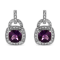Sterling Silver 8MM Cushion Shaped Amethyst and Diamond Accent Halo with
Push Back Dangle Earrings