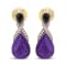 18K Two-tone Gold Over Sterling Purple Enamel 1/5ctw Pave-Set Diamond
and Black Onyx Earrings