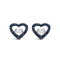 Sterling Silver 1/6 Cttw Blue Diamond Open Double Heart Stud Earrings