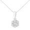 0.50ctw Round Diamond 7-Stone Floral Cluster 14K White Gold Pendant with Chain