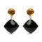 18K Yellow Gold Round Citrine and Cushion Cut Onyx Gemstone with Diamond
Accent Dangle Earrings
