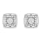 Sterling Silver 1.0ctw Round Diamond Double Halo and Disc Stud Earring