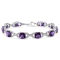 .925 Sterling Silver 7x7 mm Cushion Cut Amethyst and 1/20ctw Round Cut
Diamond Tennis Bracelet