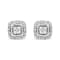 Sterling Silver 1/10ctw Prong-Set Round Cut Diamond Square Shape with
Milgrain Halo Stud Earrings