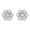 14K White Gold 1/2ctw Round-Cut Diamond Floral Stud Earrings