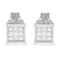 Sterling Silver Princess Cut Diamond Square Stud Earrings .30ctw