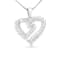 0.50ctw Double-Row Diamond Sterling Silver Heart Pendant with Chain