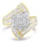10K Yellow Gold Round and Baguette Diamond Crossover Cluster Ring (3ctw,
I-J Color, I1-I2 Clarity)