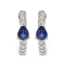 10K White Gold Pear Shaped Blue Sapphire and 1/10 Cttw Diamond Huggy
Hoop Earrings