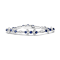 18K White Gold Round Blue Sapphire and Round Diamonds Floral Design Link Bracelet