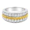 10k Yellow and White Gold Plated Sterling Silver 1 cttw Lab-Grown
Diamond 2 Row Band Ring