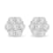 14K White Gold 3.0ctw Prong Set Round-Cut Diamond Floral Cluster Stud Earring