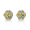 Sterling Silver 1/4ctw Yellow Color Treated Diamond Cluster Flower Earrings