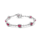 10K White Gold Ruby and Diamond Link Bracelet (H-I Color, SI1-SI2
Clarity)  - Size 7"