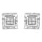 Sterling Silver 1/6ctw Invisible Set Princess-Cut Diamond Quad Stud Earrings