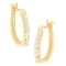 10K Yellow Gold 1/4ctw Round and Baguette Cut Diamond Oblong Hinged
Leverback Hoop Earrings